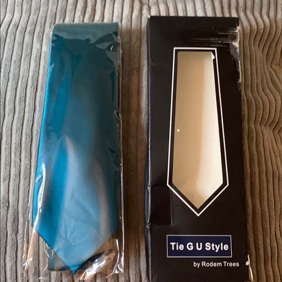 Tie G U Style Teal Tie and Pocket Square NWT - Picture 3 of 6